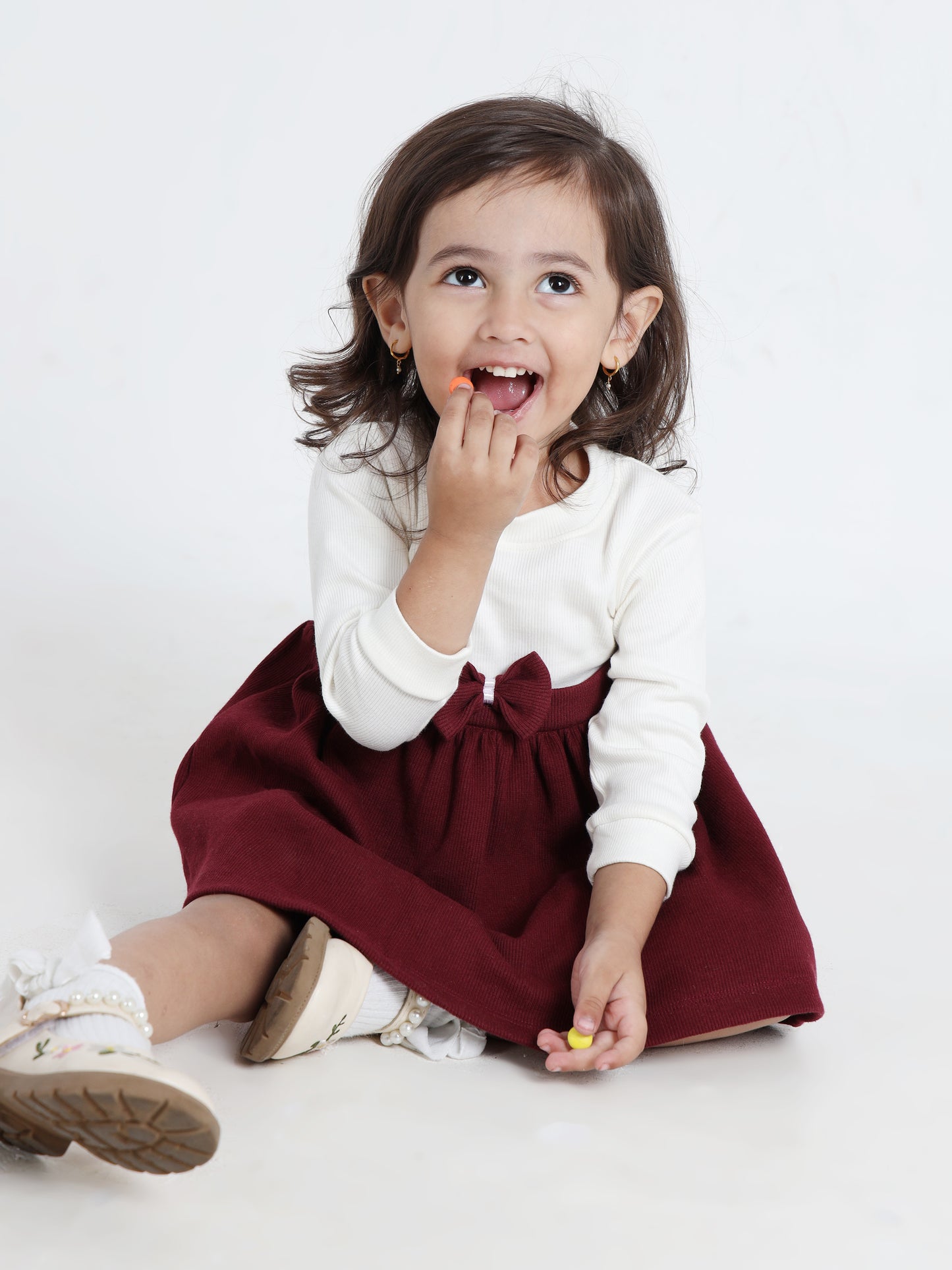 Jiya Maroon Elegance Frock
