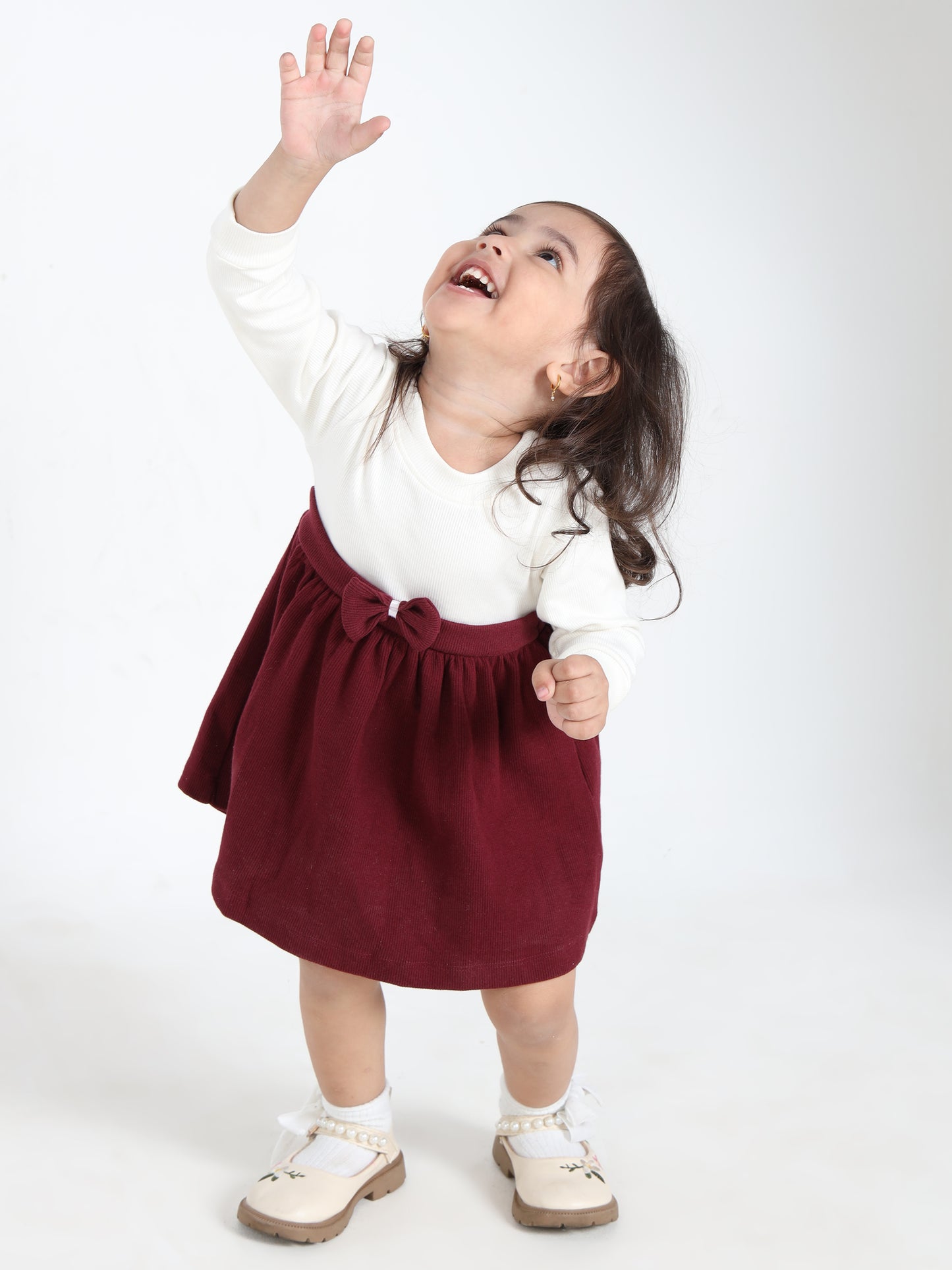 Jiya Maroon Elegance Frock