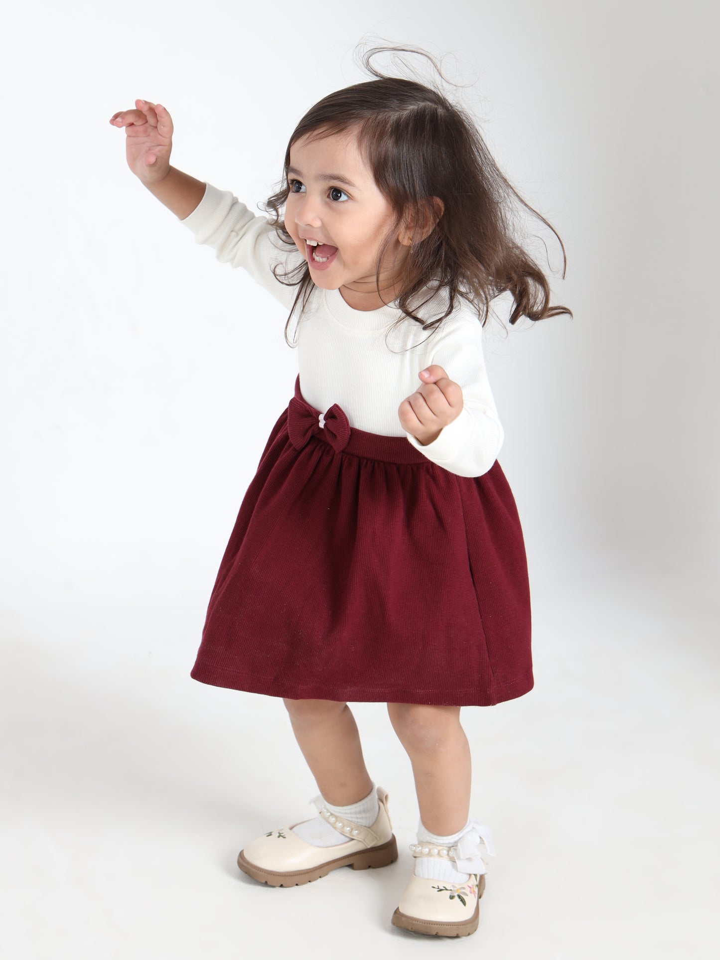 Jiya Maroon Elegance Frock